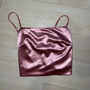 pink satin adjustable crop top